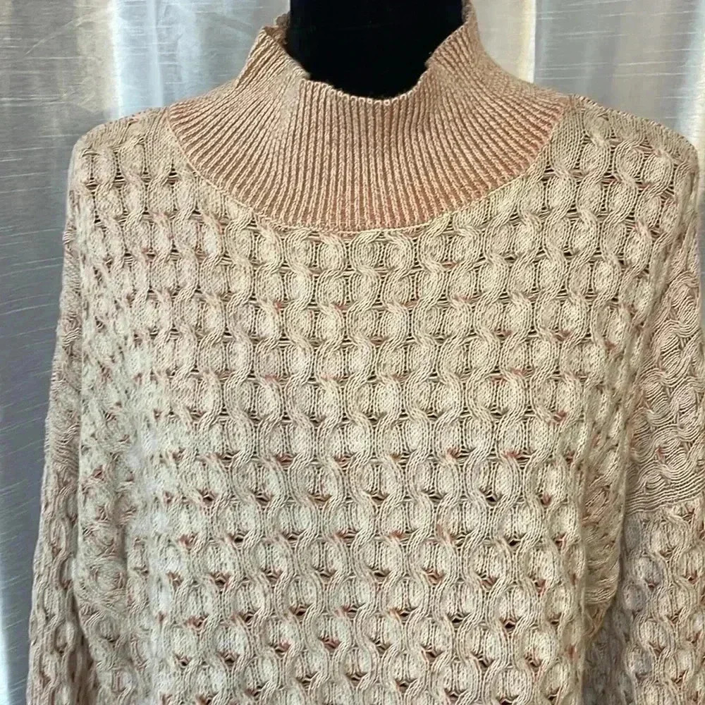 Pretty Knox Rose Women’s XXL Pullover Cableknit Mock Turtleneck Sweater